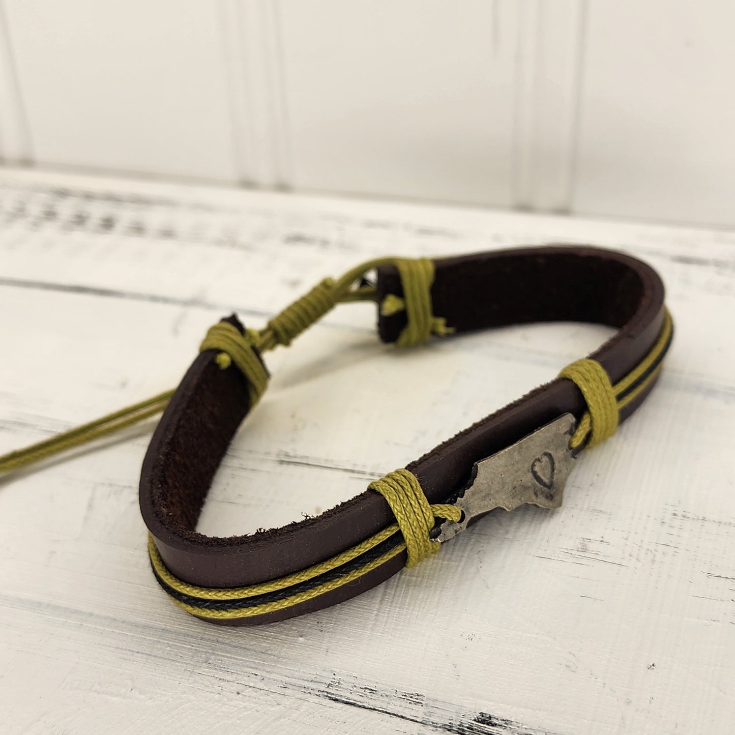 Leather North Carolina Bracelet