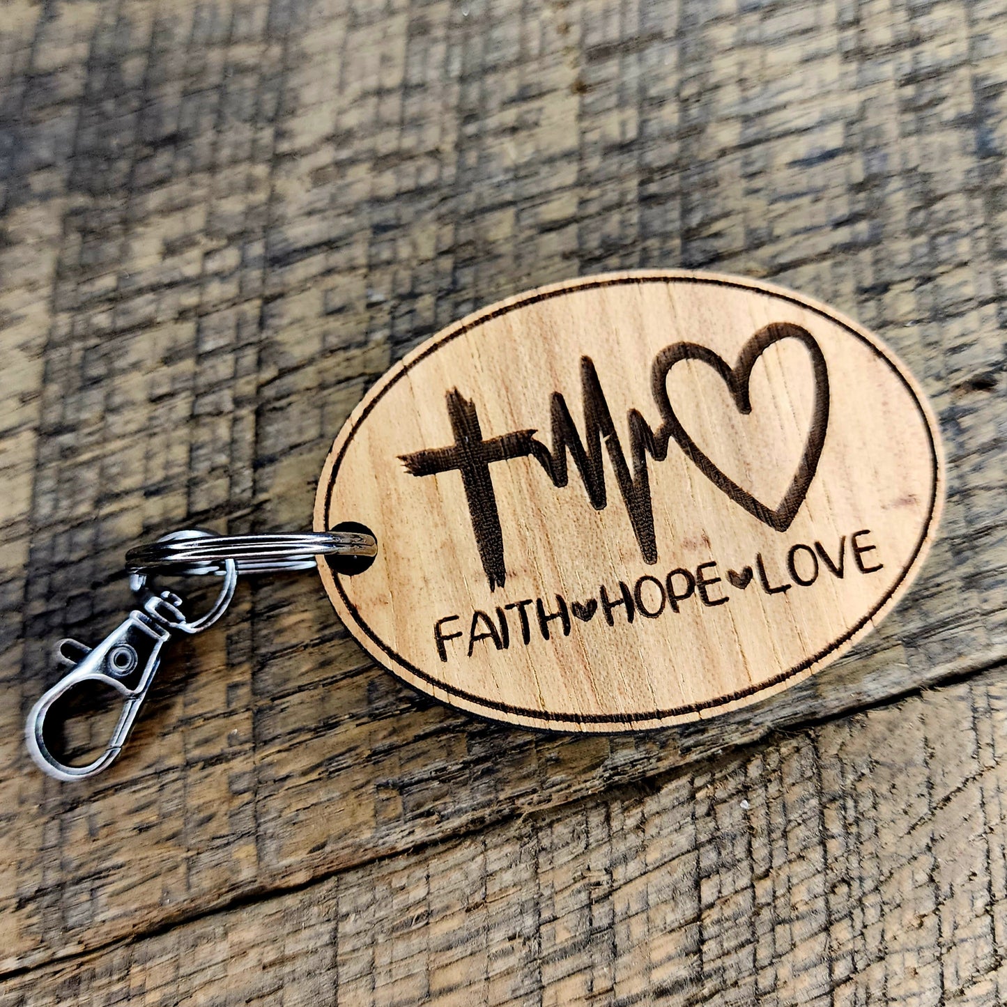 Faith Hope and Love Keychain