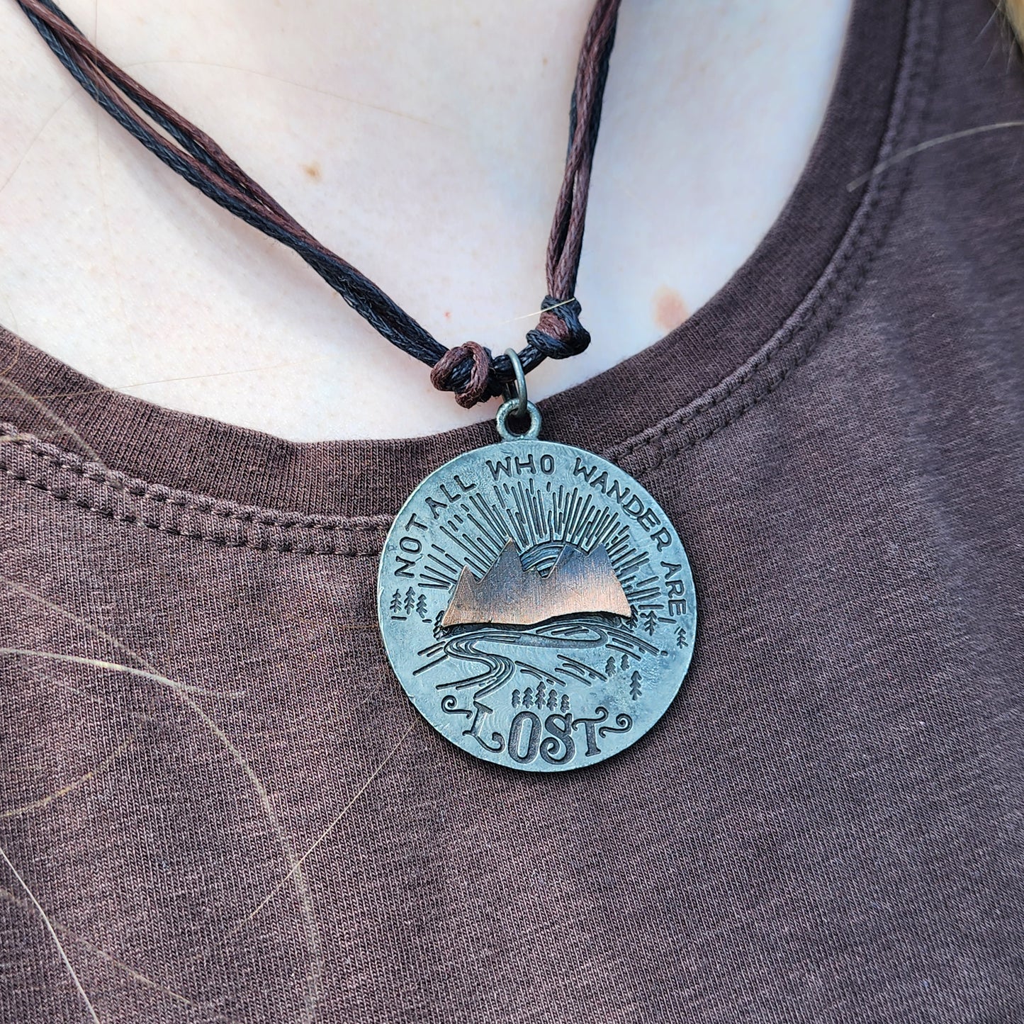 Not all who wander are lost mountain necklace