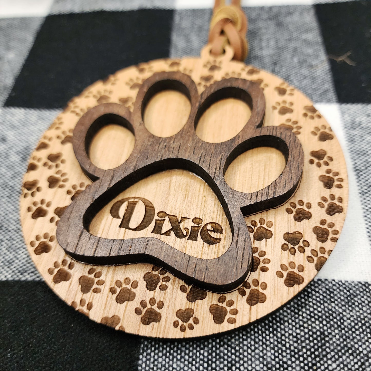 Paw Print Wooden Layered Ornament