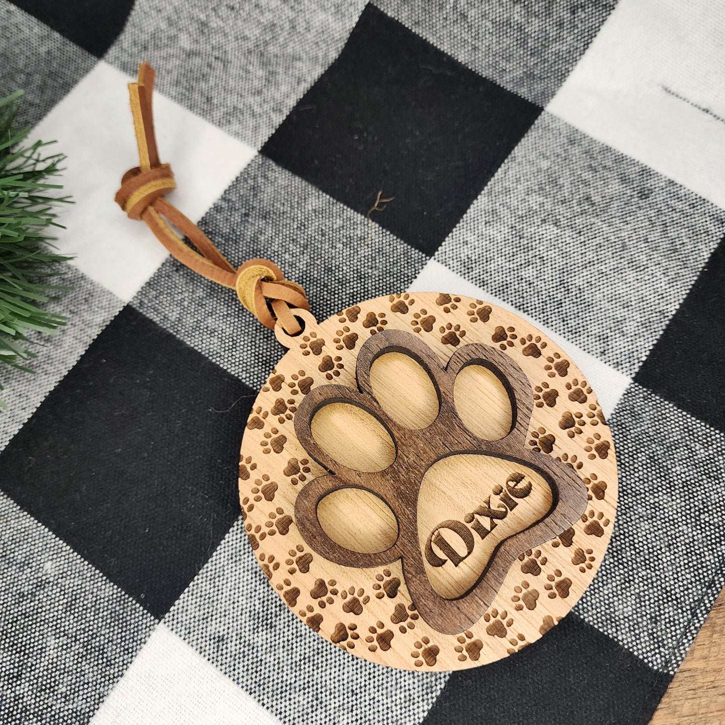 Paw Print Wooden Layered Ornament