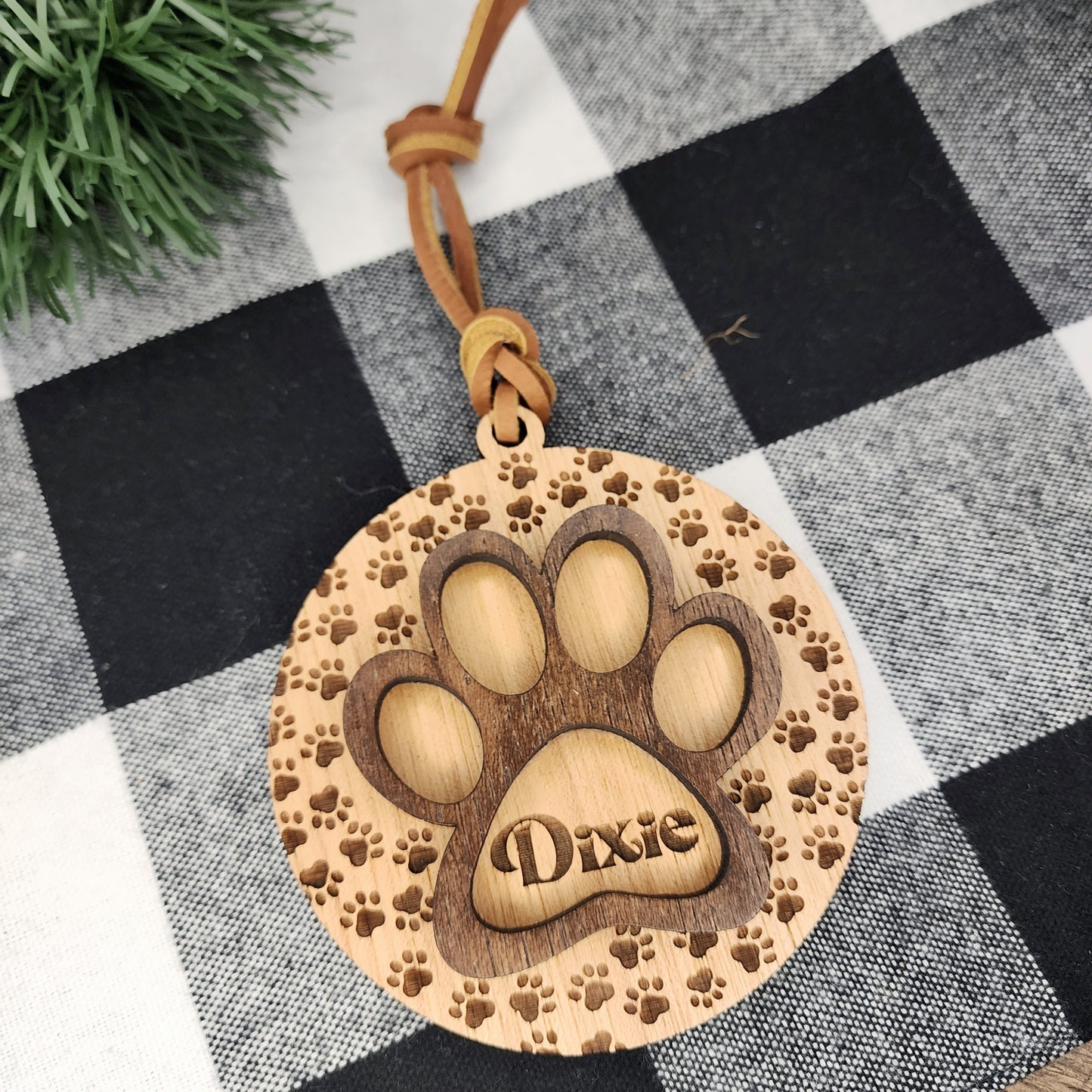 Paw Print Wooden Layered Ornament