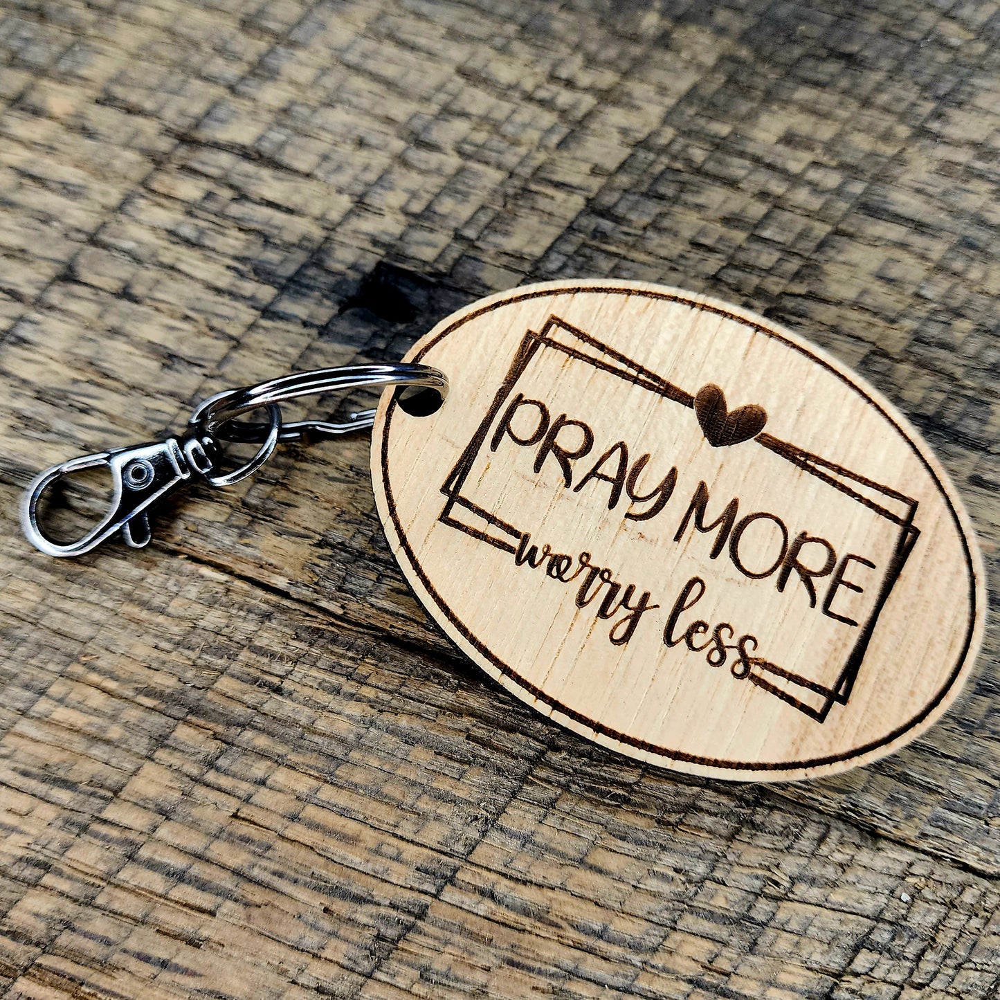 Pray More Worry Less Keychain