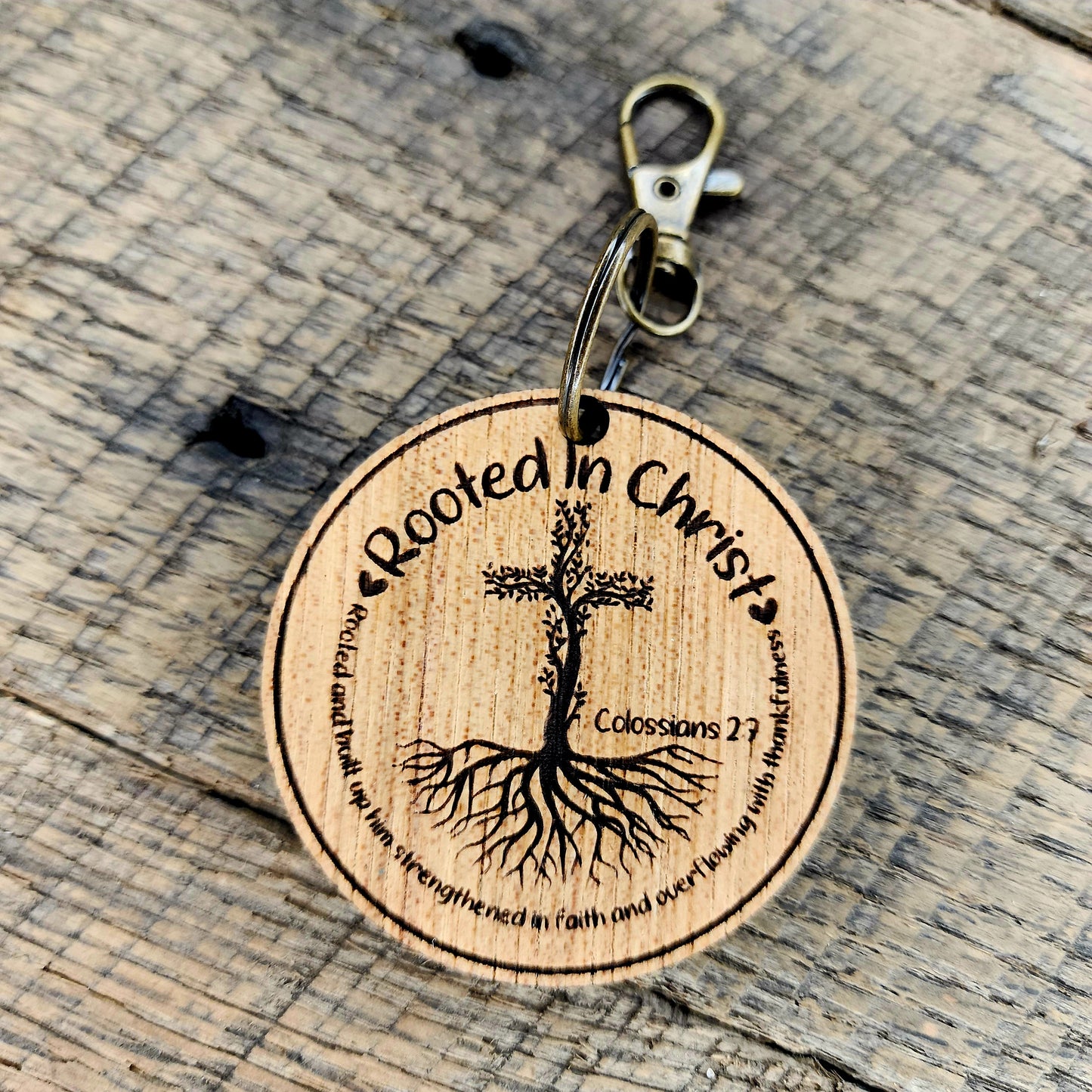 Rooted in Christ Round Keychain