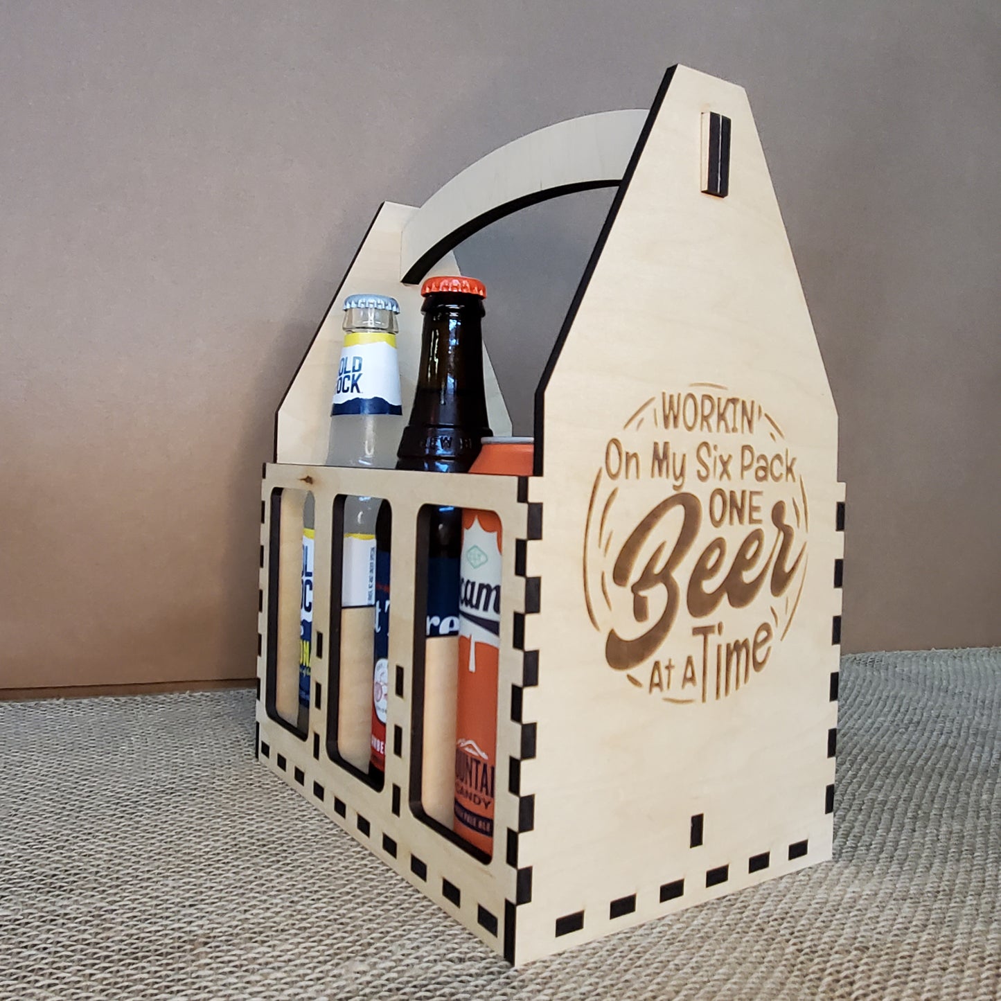 Six Pack Beer Caddy - Workin' On my Six Pack One Beer At A Time