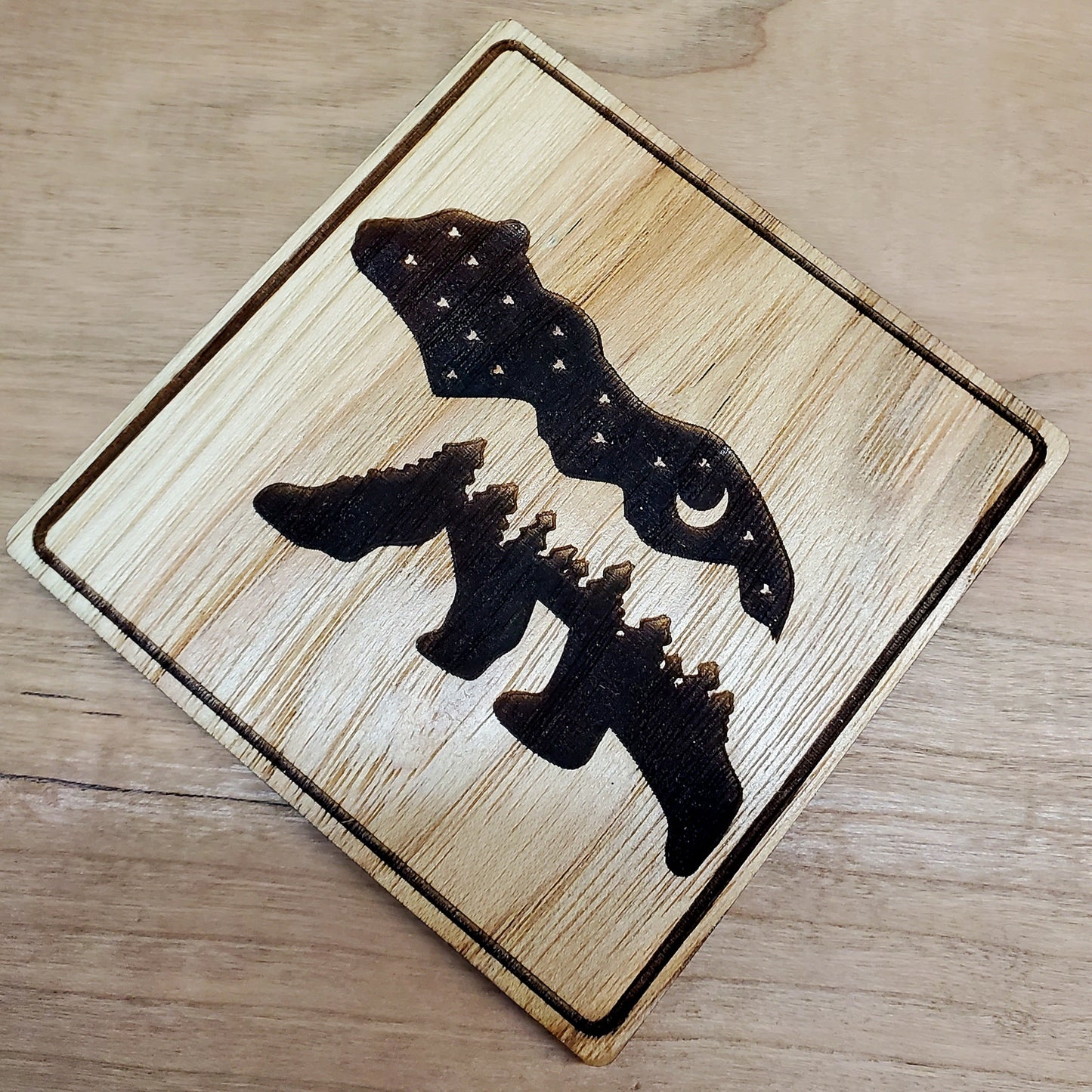 Bear (Stars and Wood Line) Coaster