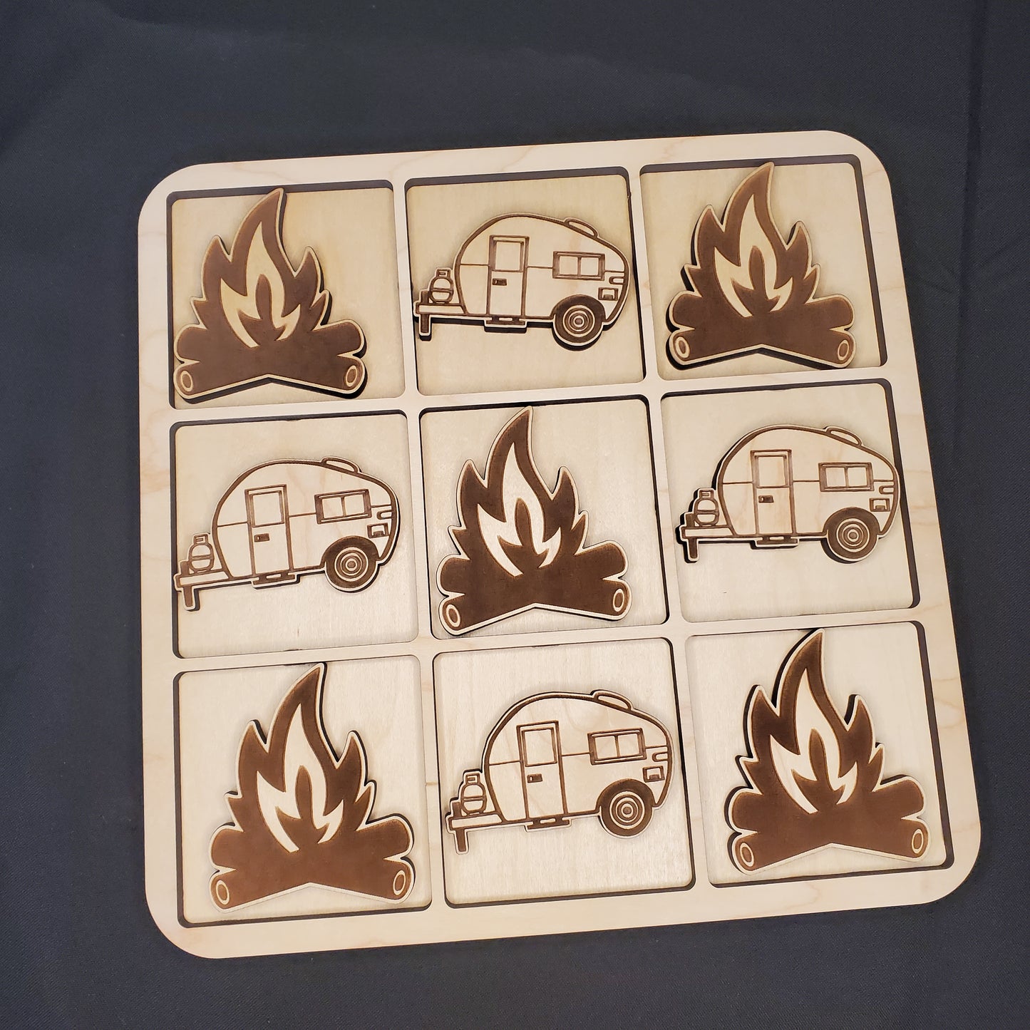 Camper vs campfire Tic-tac-toe