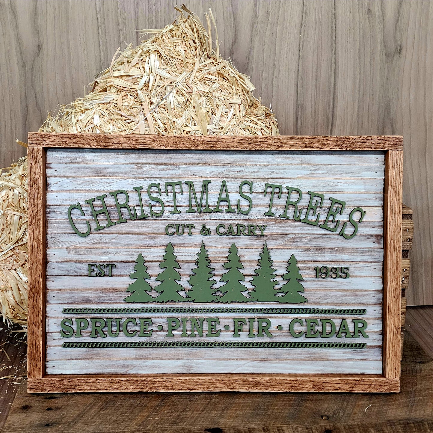 Layered Christmas Trees Sign