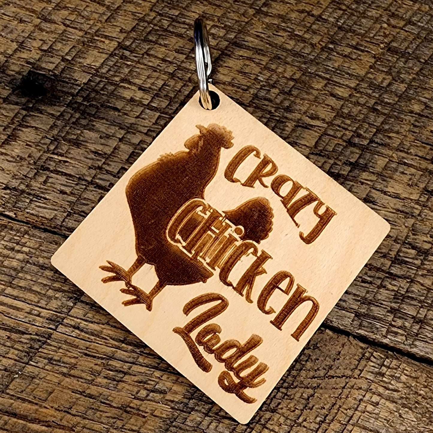 Maple Crazy Chicken Lady - Keychain