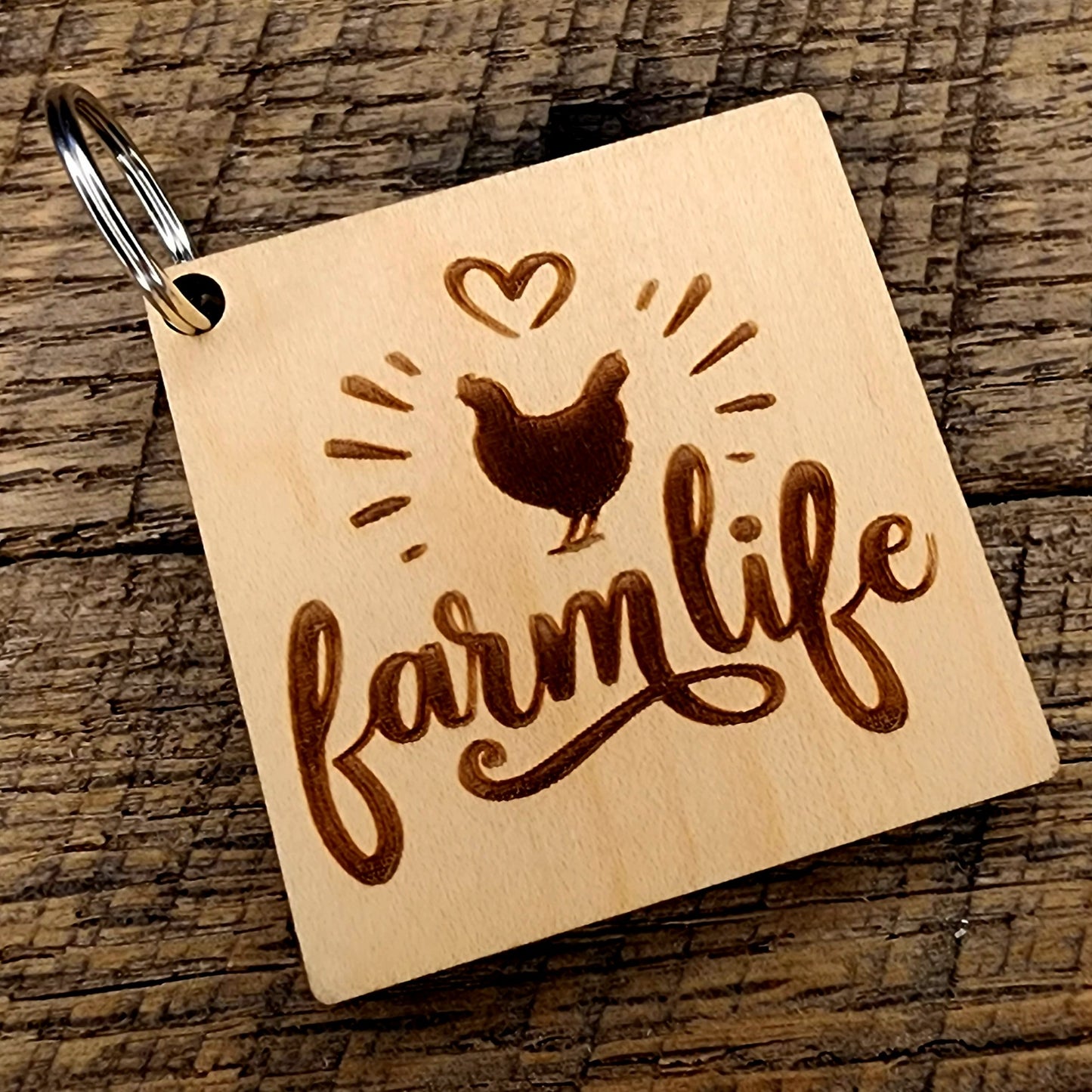 Square Farm Life Keychain