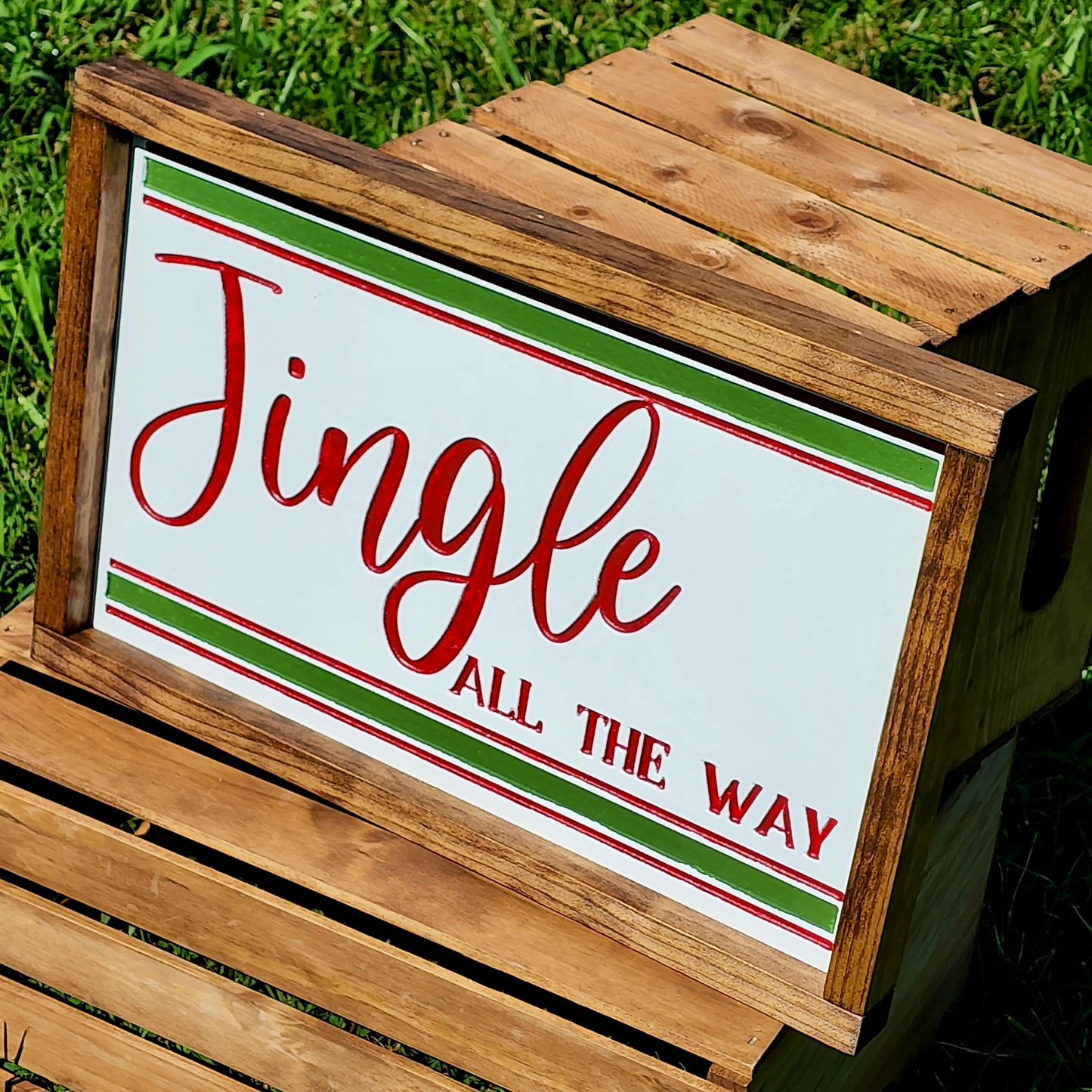 Red and Green Jingle All the Way Sign