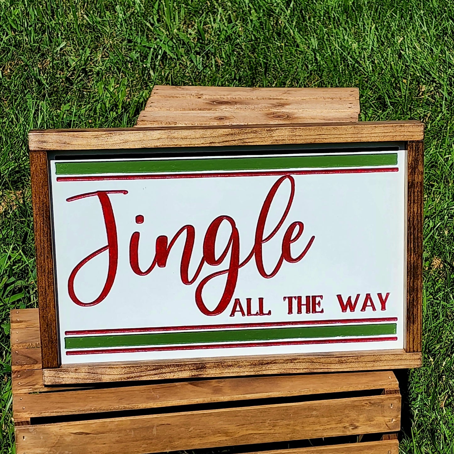 Red and Green Jingle All the Way Sign