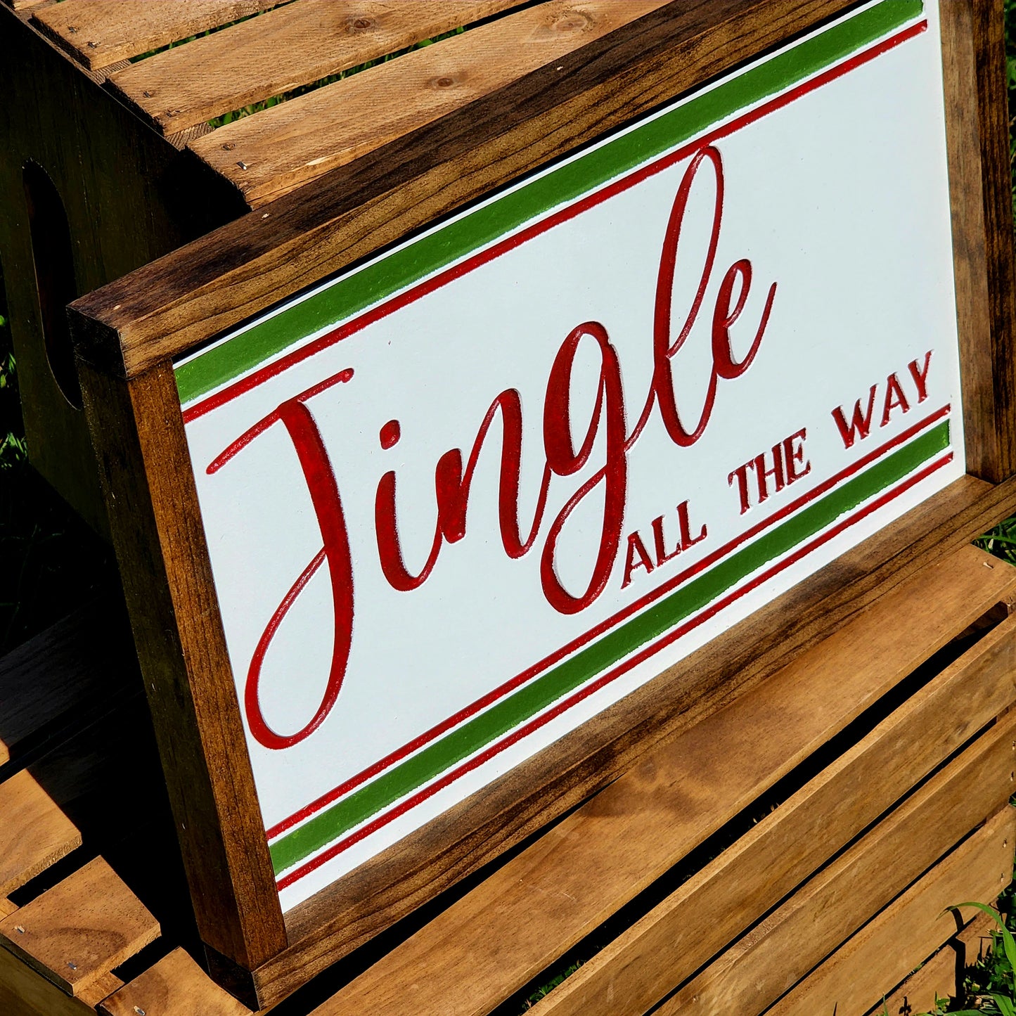 Red and Green Jingle All the Way Sign