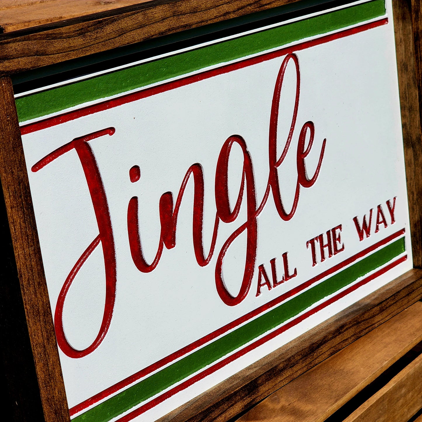 Red and Green Jingle All the Way Sign