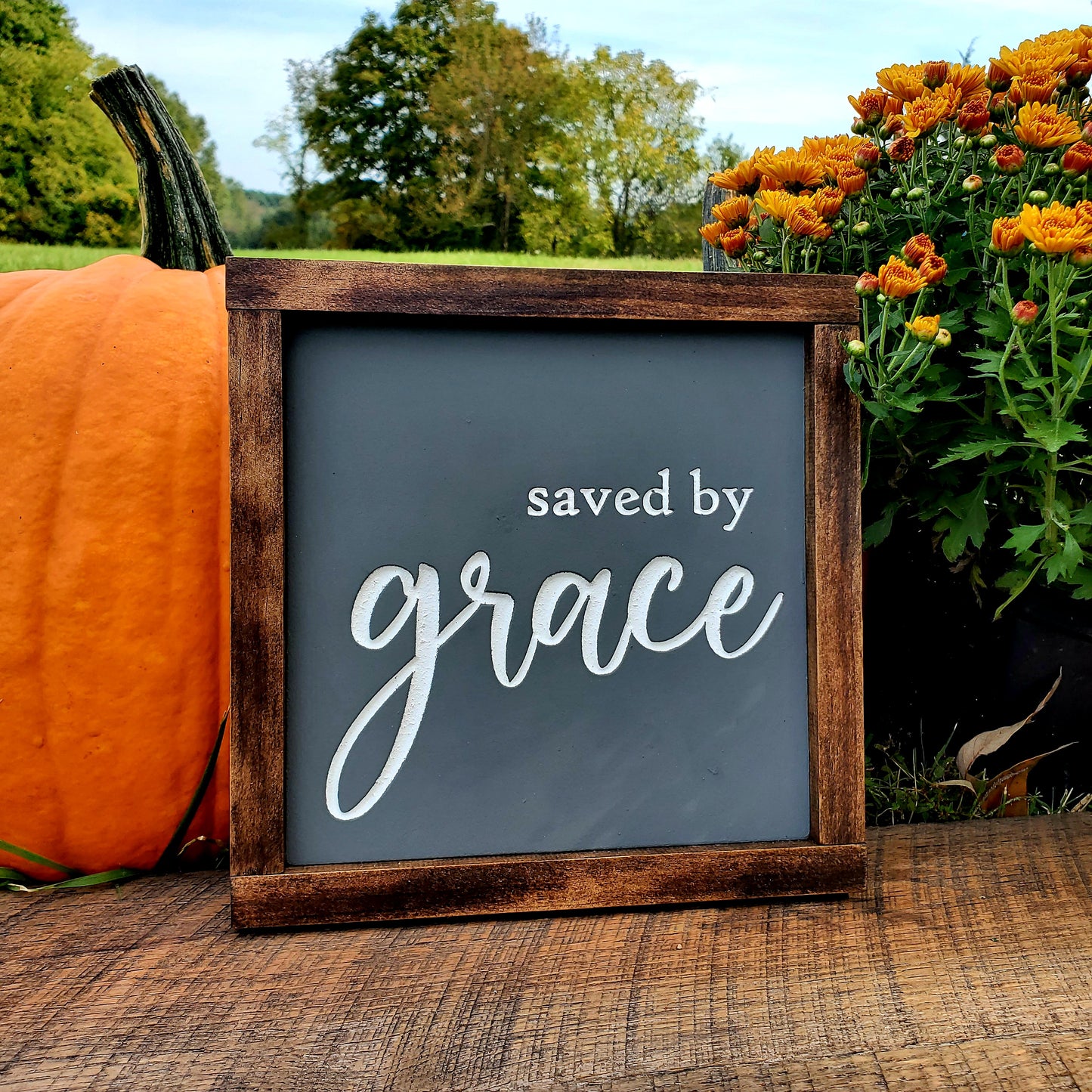 Saved By Grace Pumpkin Fall Background
