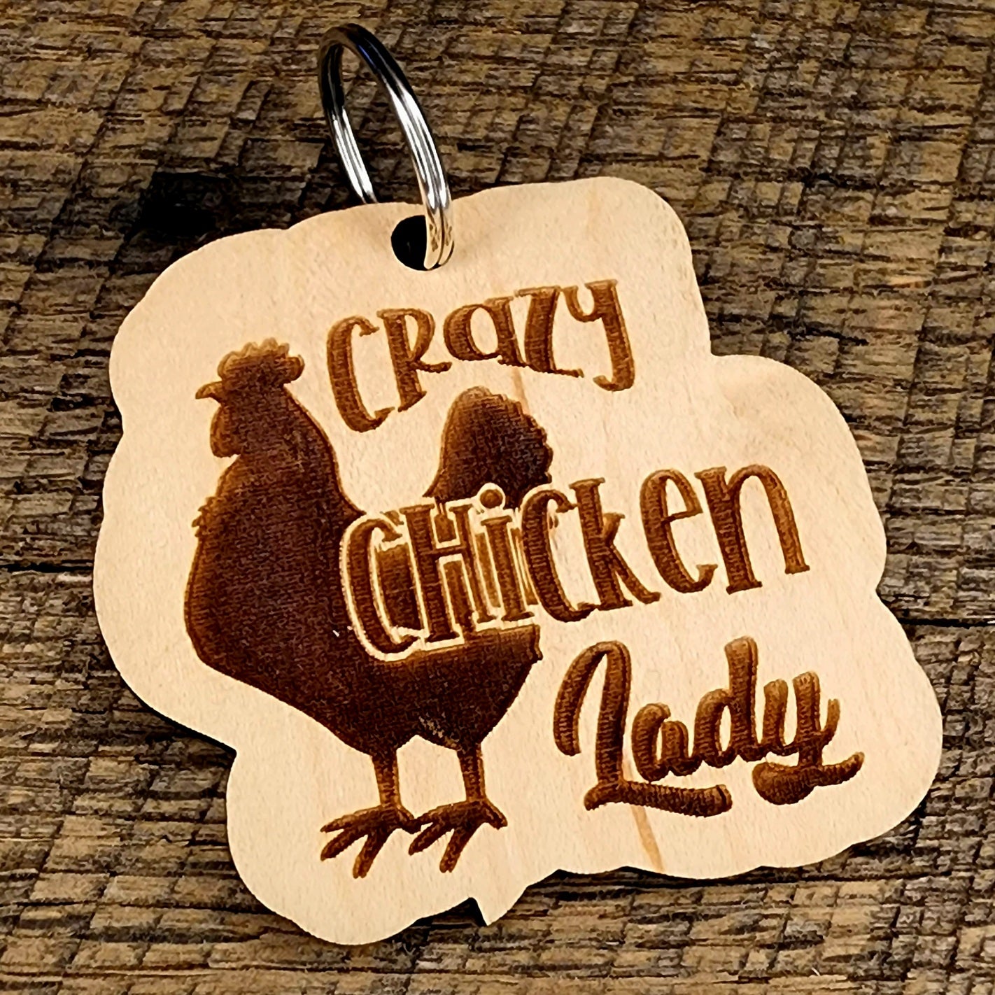Crazy Chicken Lady Shaped Keychain