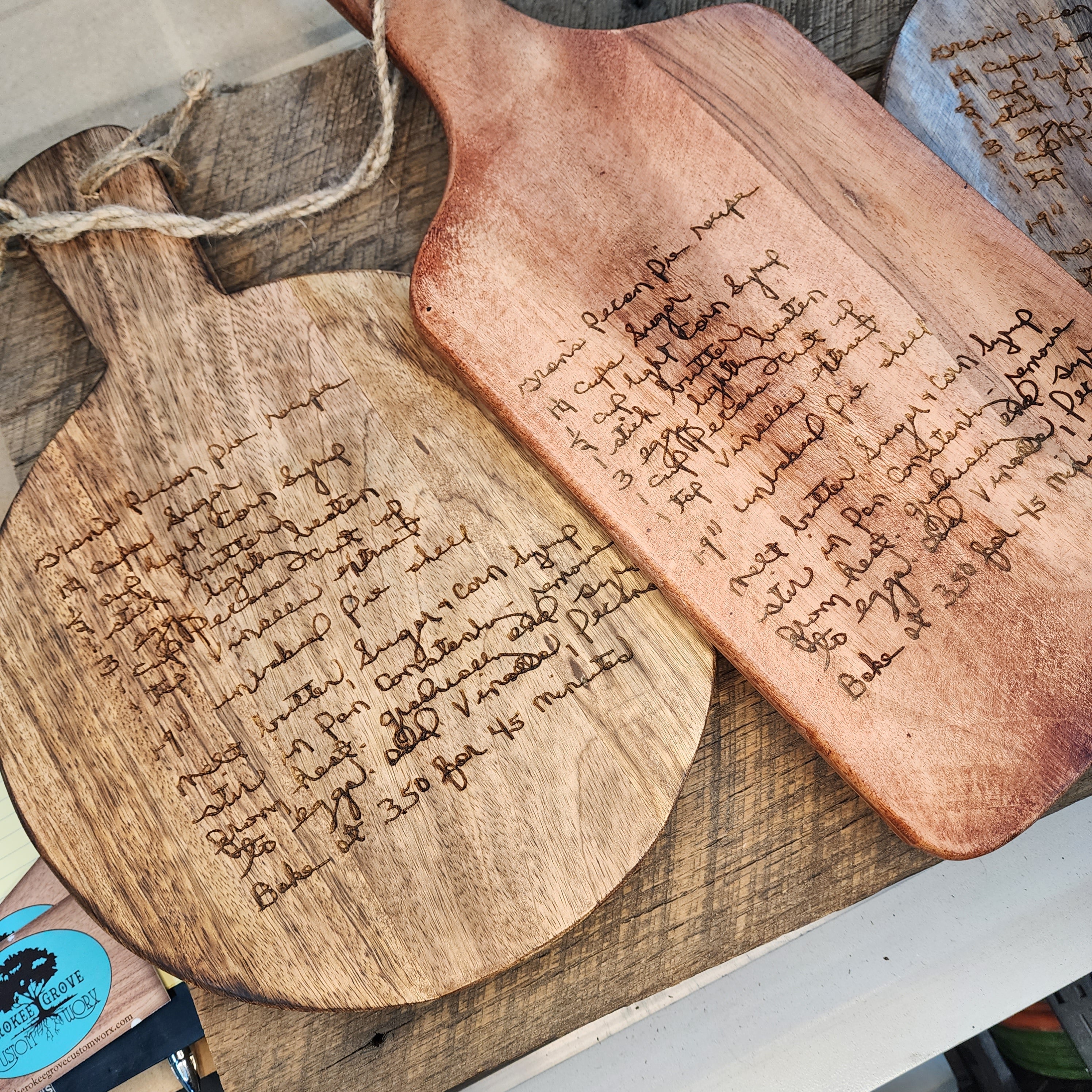 Hand Written Recipes Engraved On Cutting Boards | Cherokee Grove Custom Worx 