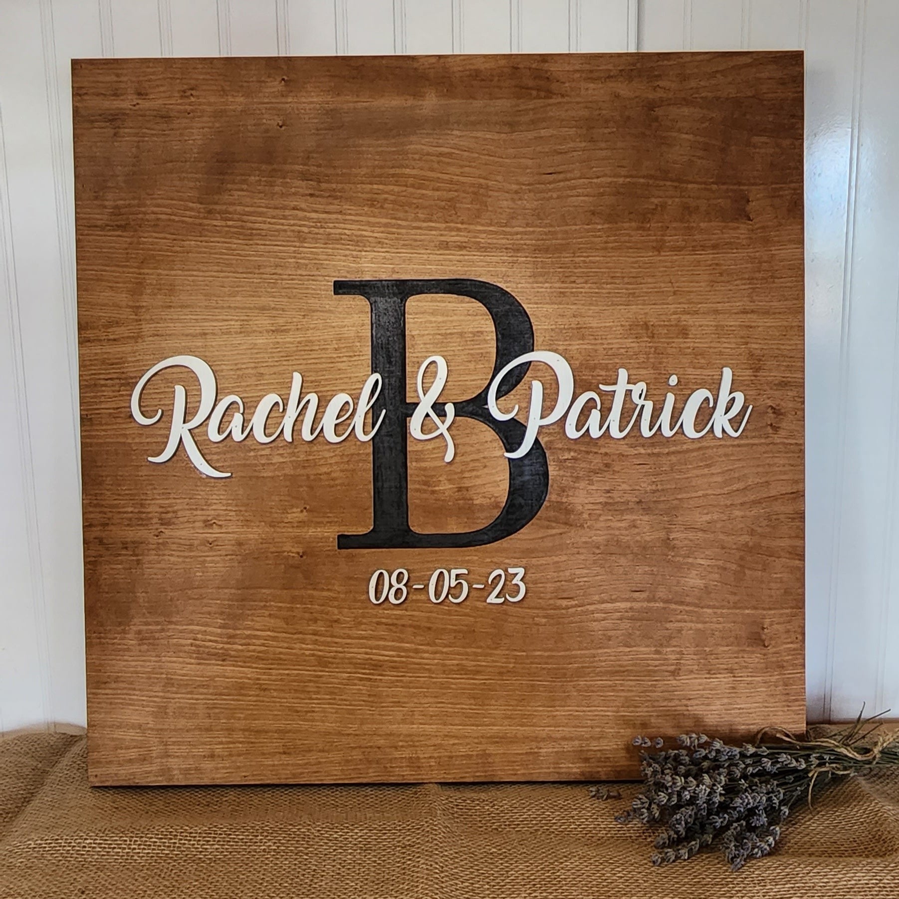 Wooden Bride and Groom Sign