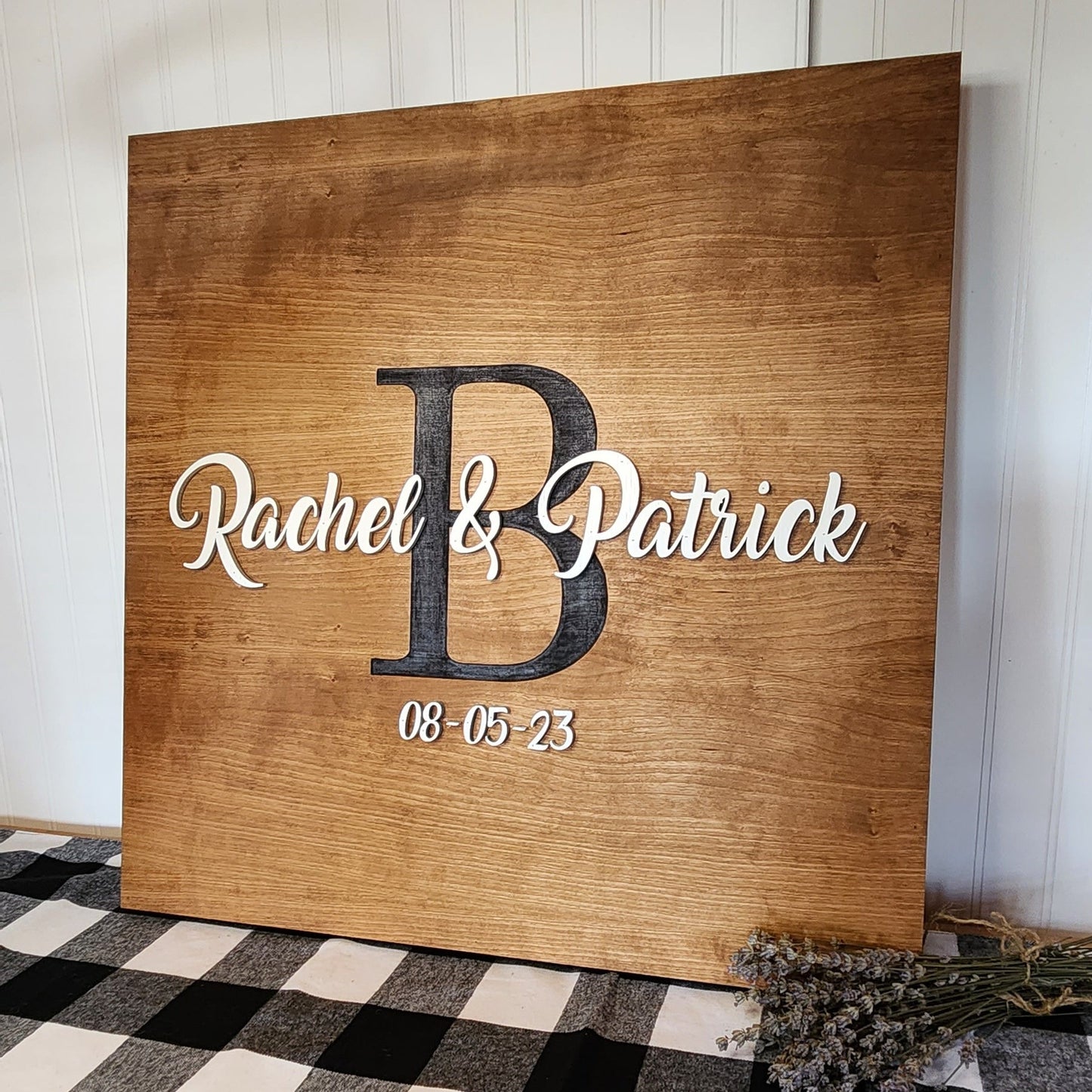 Wooden Bride and Groom Sign