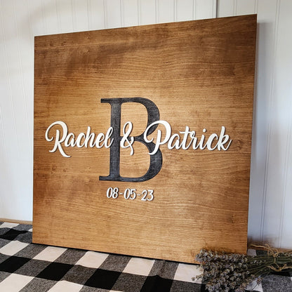 Wooden Bride and Groom Sign