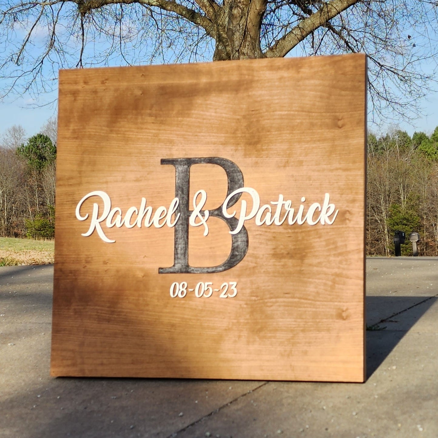 Wooden Bride and Groom Sign