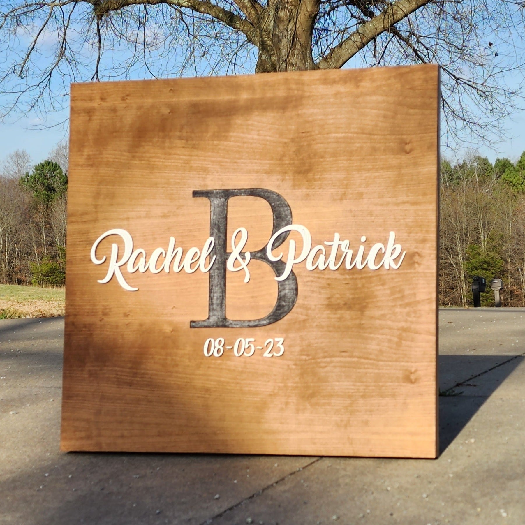 Wooden Bride and Groom Sign