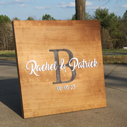 Wooden Bride and Groom Sign