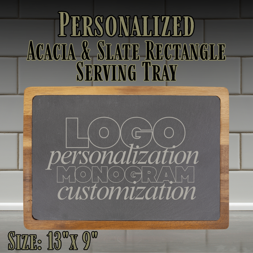 Acacia & Slate Rectangle Serving Tray