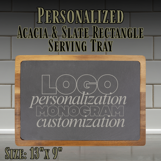 Acacia & Slate Rectangle Serving Tray