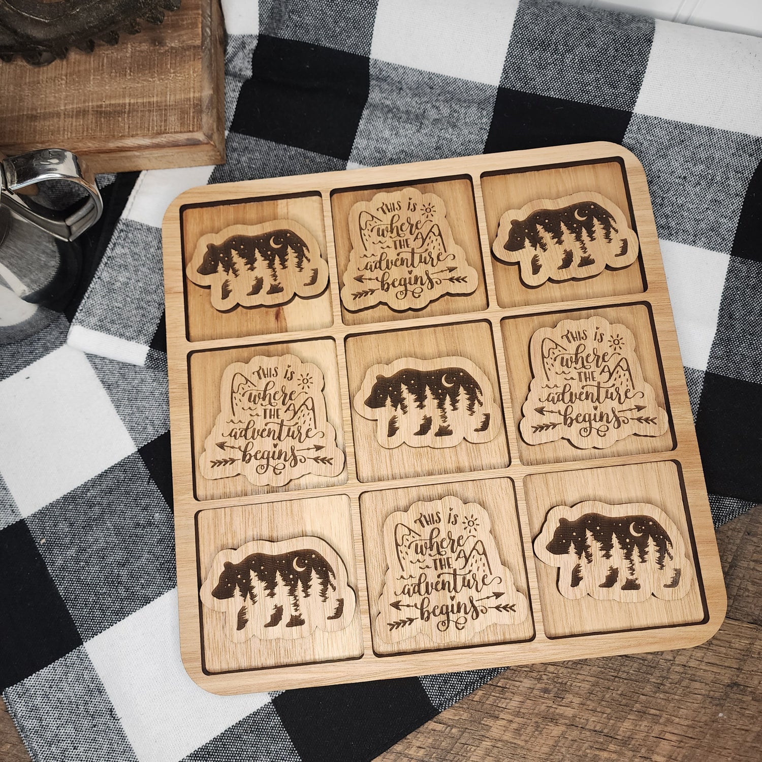 Bear vs adventure tic tac toe