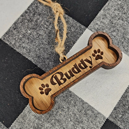 Dog Bone Custom Name Ornament