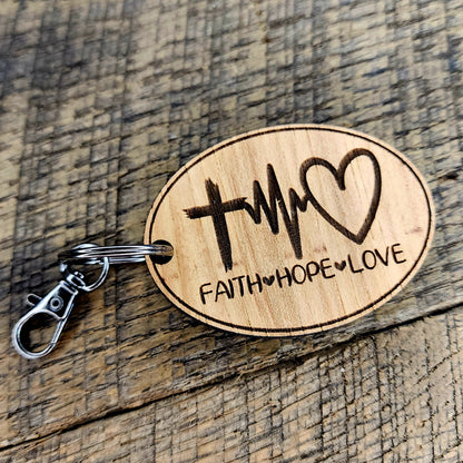 Faith Hope and Love Keychain