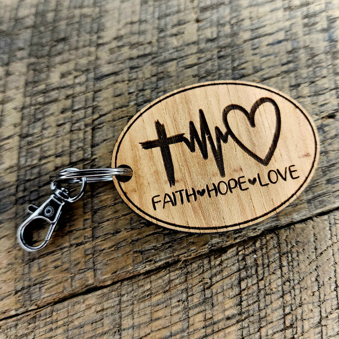 Faith Hope and Love Keychain