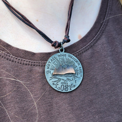 Not all who wander are lost mountain necklace