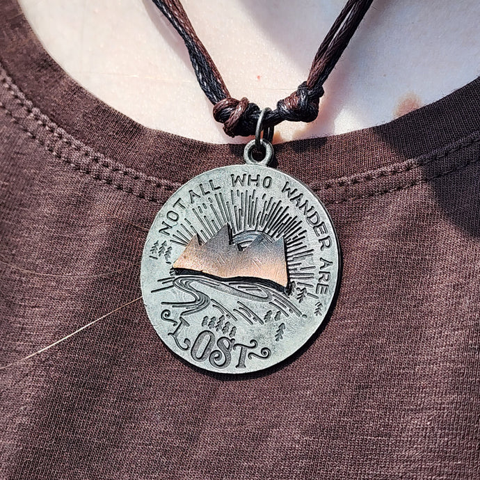 Not all who wander are lost mountain necklace