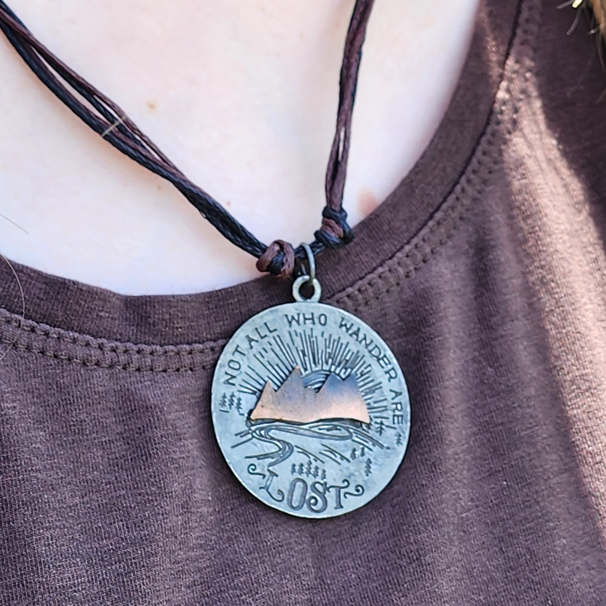 Not all who wander are lost mountain necklace