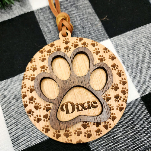 Paw Print Wooden Layered Ornament