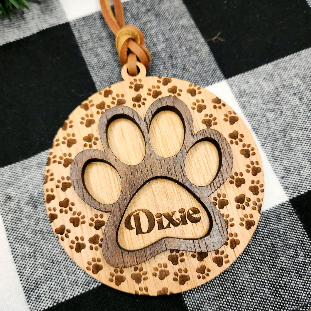 Paw Print Wooden Layered Ornament