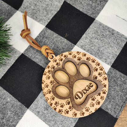 Paw Print Wooden Layered Ornament
