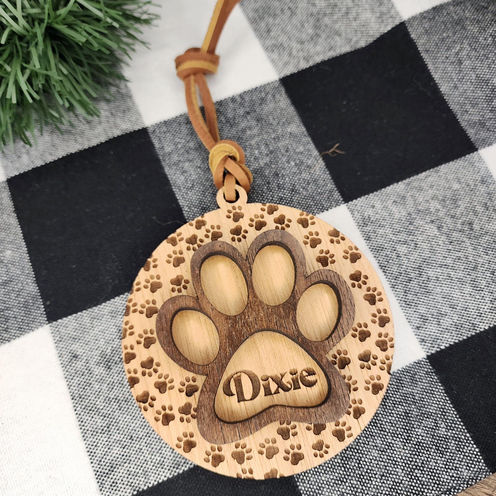 Paw Print Wooden Layered Ornament