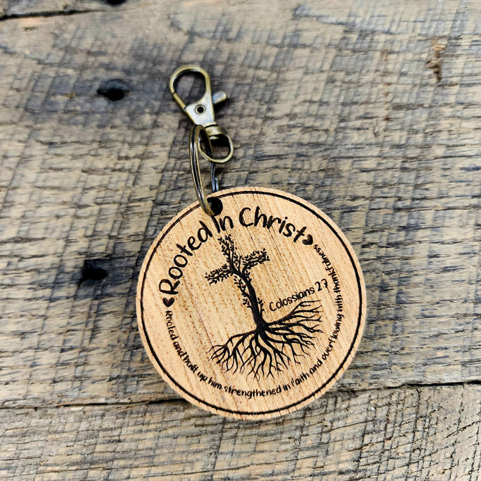 Rooted in Christ Round Keychain