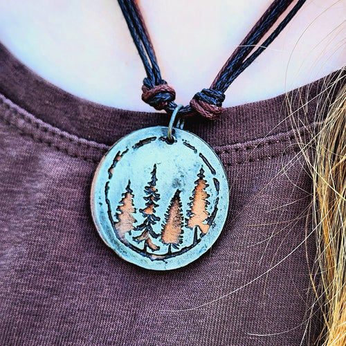 Rustic Tree Pewter Necklace