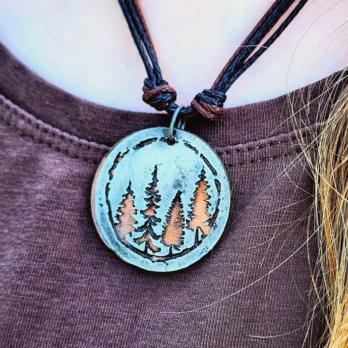 Rustic Tree Pewter Necklace