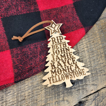 Yellowstone Ornament, Rip, Beth, John, Jamie, Kayce, Monica, Yellowstone