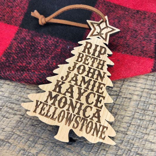 Yellowstone Ornament, Rip, Beth, John, Jamie, Kayce, Monica, Yellowstone