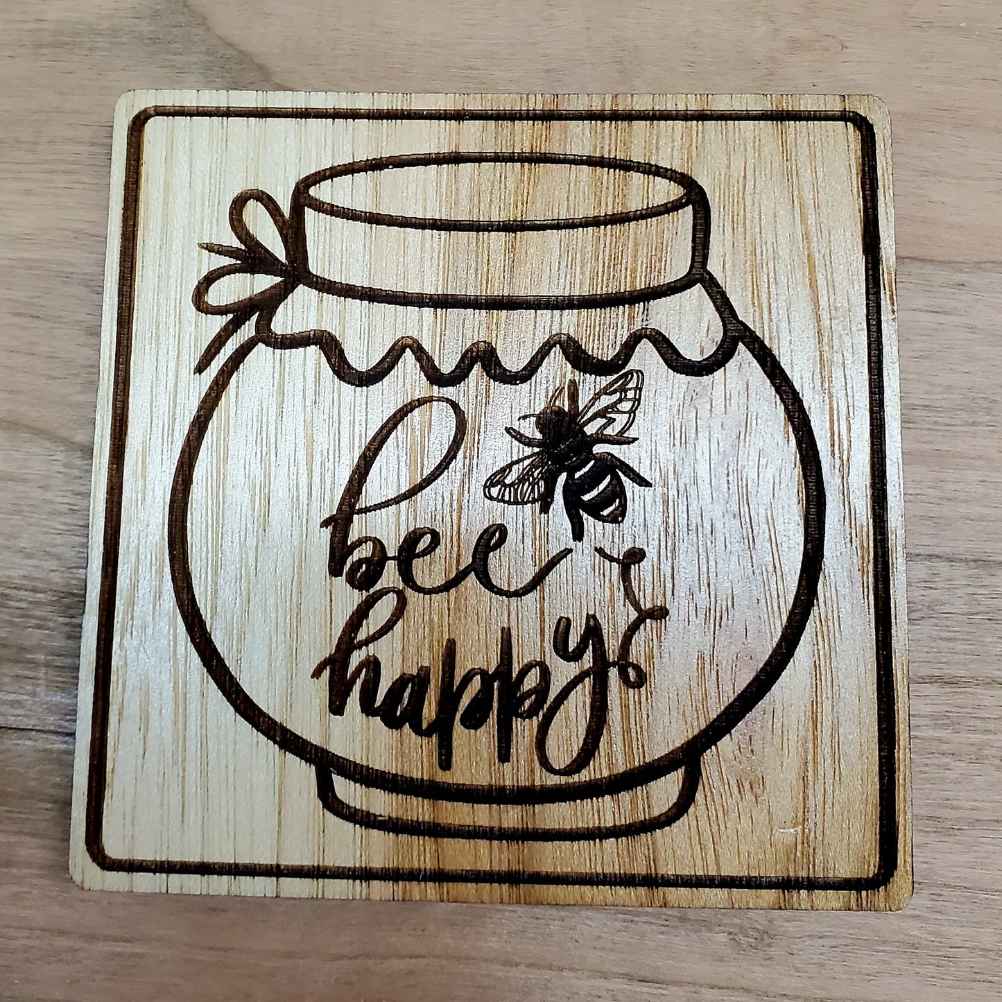 Bee Happy Honey Jar Coaster