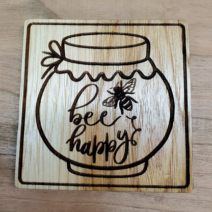 Bee Happy Honey Jar Coaster