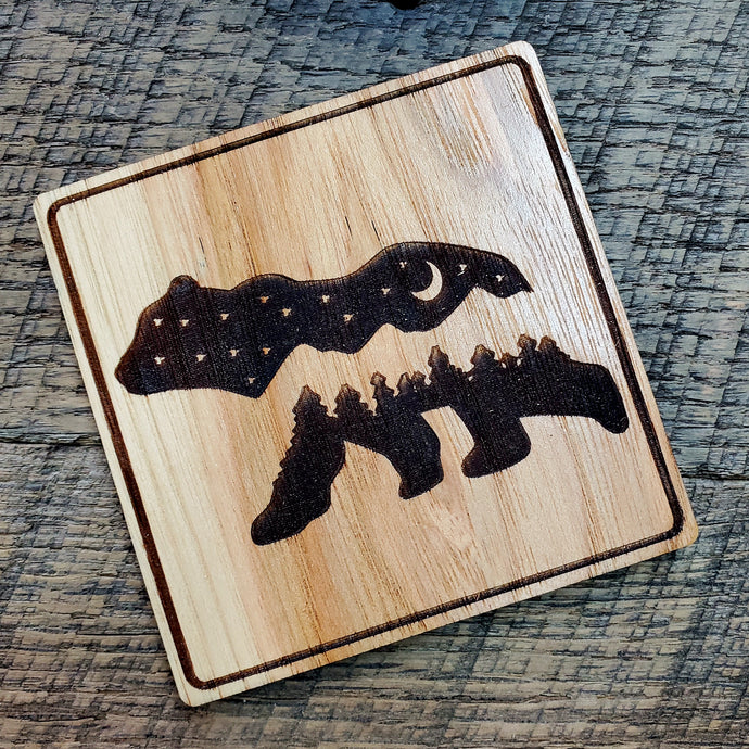 Bear (Stars and Wood Line) Coaster
