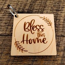 Load image into Gallery viewer, Square Bless this Home Keychain
