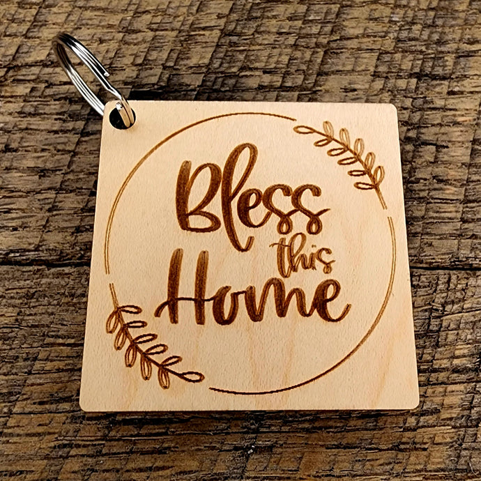 Square Bless this Home Keychain
